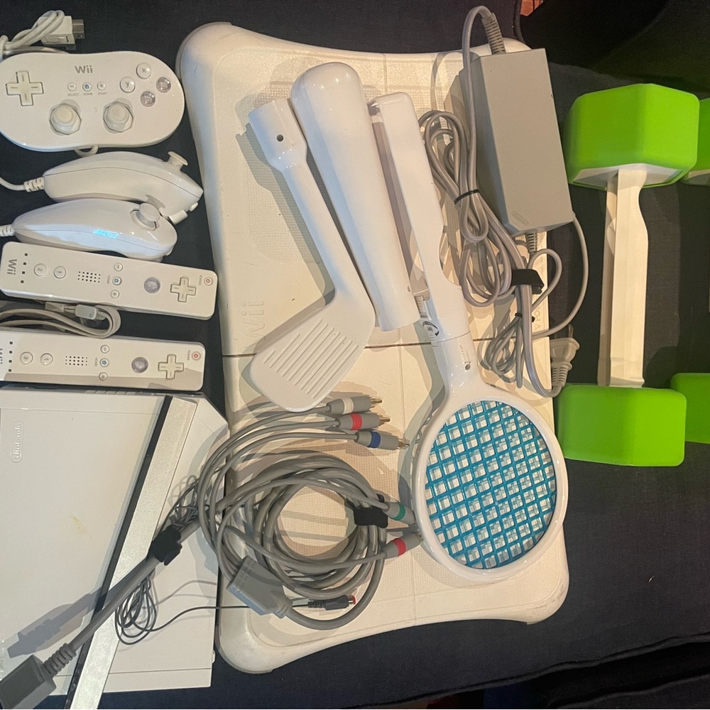 Nintendo Wii Game Console with 9 Games, Balance Board and Controller Adapters